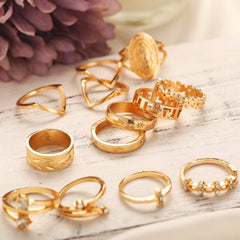 13 Pc Medallion Ring Set w/Austrian Crystals 18K Gold Plated Ring Italian Design