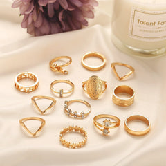 13 Pc Medallion Ring Set w/Austrian Crystals 18K Gold Plated Ring Italian Design