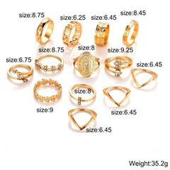 13 Pc Medallion Ring Set w/Austrian Crystals 18K Gold Plated Ring Italian Design